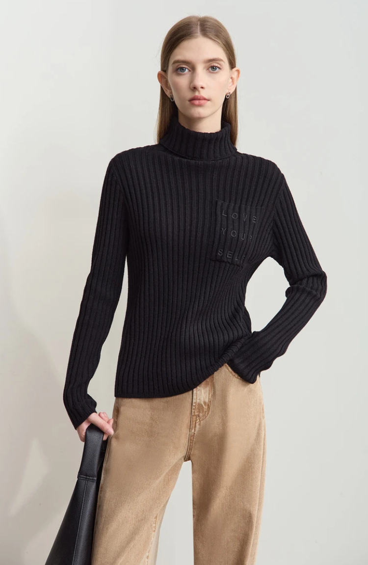 Ribbed Turtleneck Sweater | Soft Cashmere Blend | Fitted Silhouette