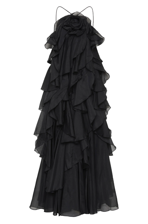 Étoile Livora Ruffled Maxi Dress | Halterneck | Layered Chiffon
