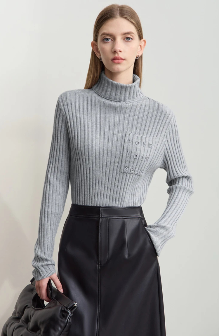 Ribbed Turtleneck Sweater | Soft Cashmere Blend | Fitted Silhouette