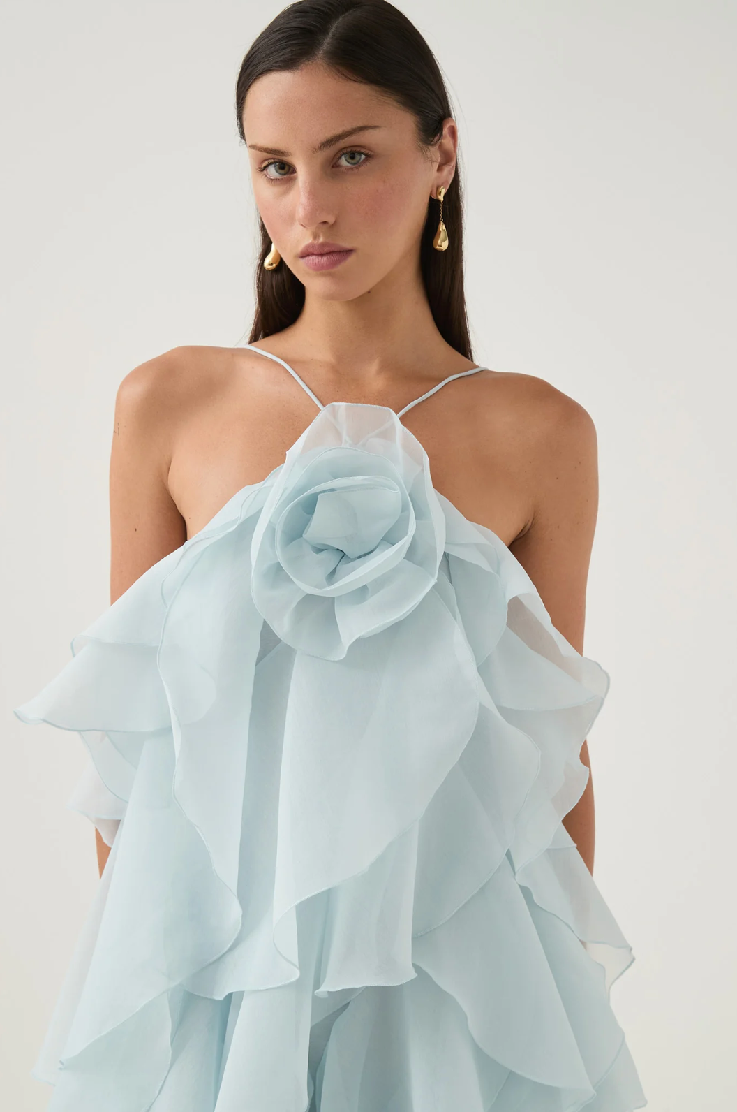 Étoile Livora Ruffled Maxi Dress | Halterneck | Layered Chiffon