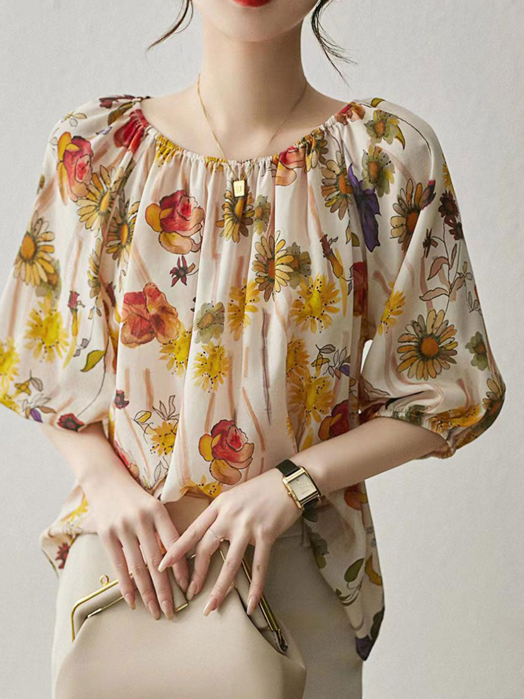 Floral Blouse | Puff Sleeves | Aurora Collection