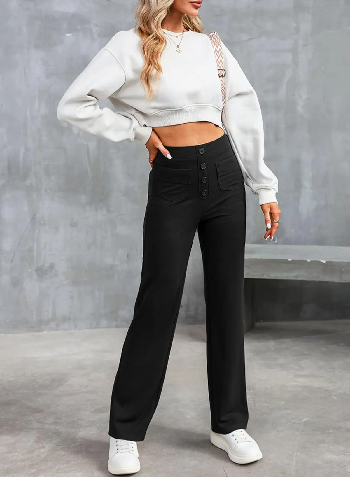 Maison High-Waist Wide-Leg Trousers with Pocket Detailing