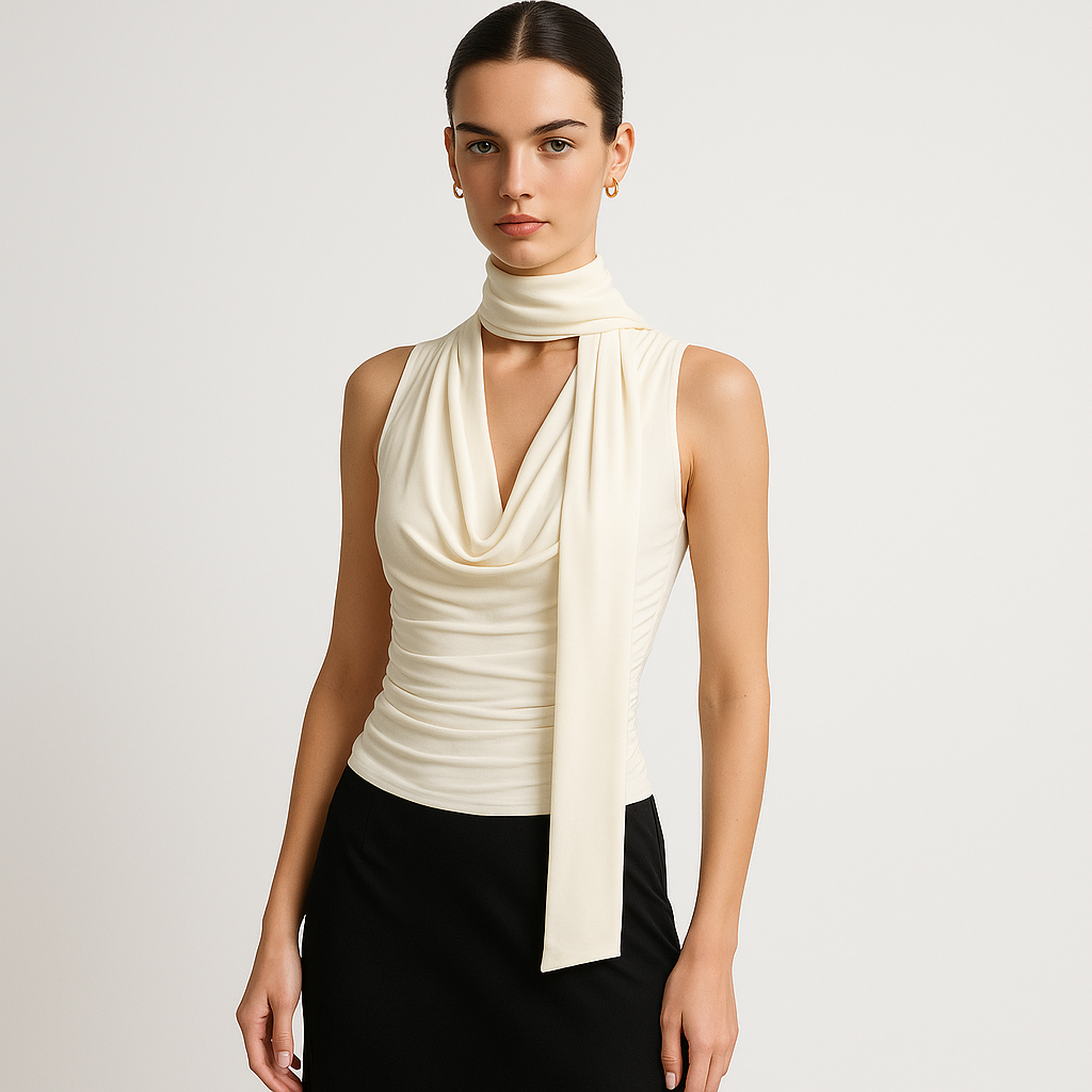 Étoile Draped Halter Top | Scarf Neck Detail
