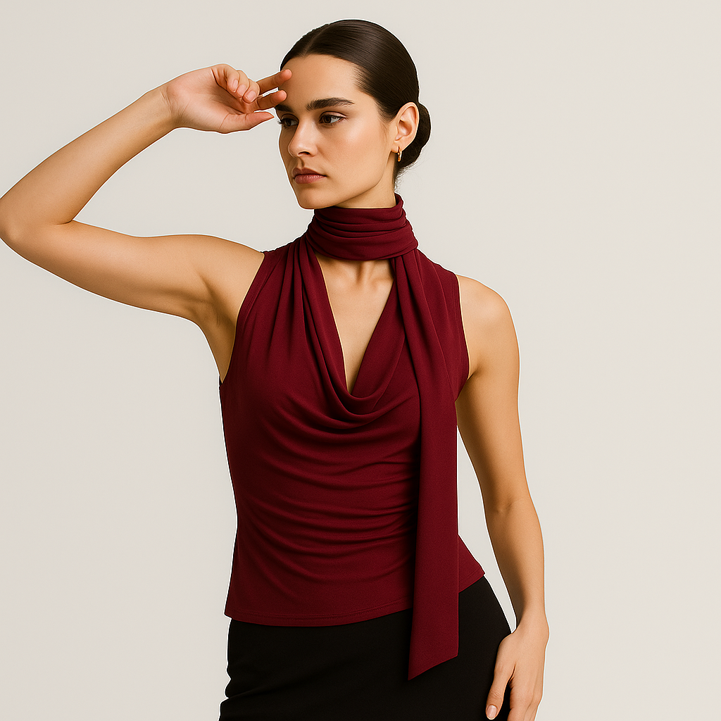 Étoile Draped Halter Top | Scarf Neck Detail