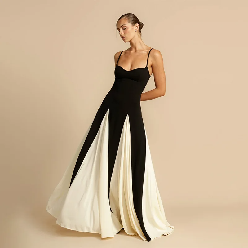 Étoile Angélique Maxi Dress | Two-Tone Fit and Flare, Spaghetti Straps