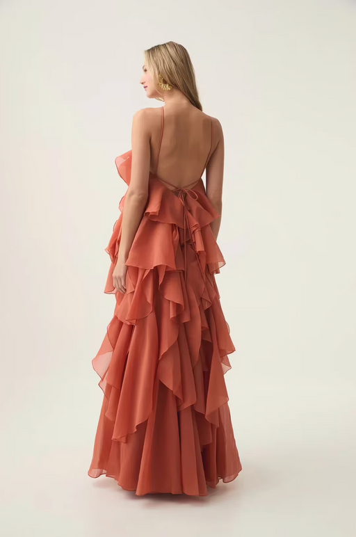 Étoile Livora Ruffled Maxi Dress | Halterneck | Layered Chiffon