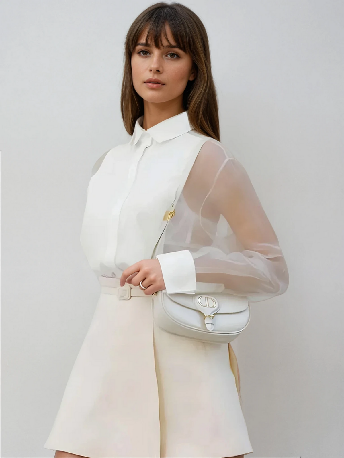 Atelier Sheer Organza Blouse | Puff Sleeve | Lapel Collar