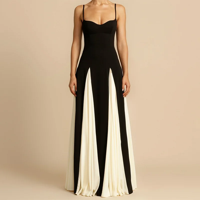 Étoile Angélique Maxi Dress | Two-Tone Fit and Flare, Spaghetti Straps