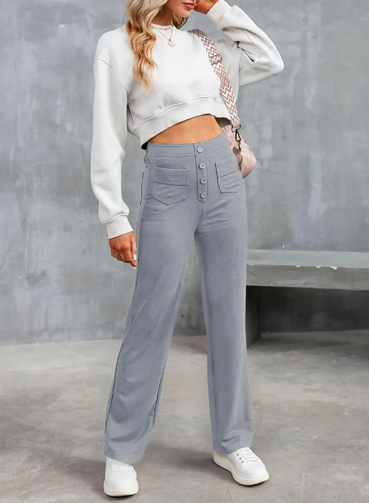 Maison High-Waist Wide-Leg Trousers with Pocket Detailing