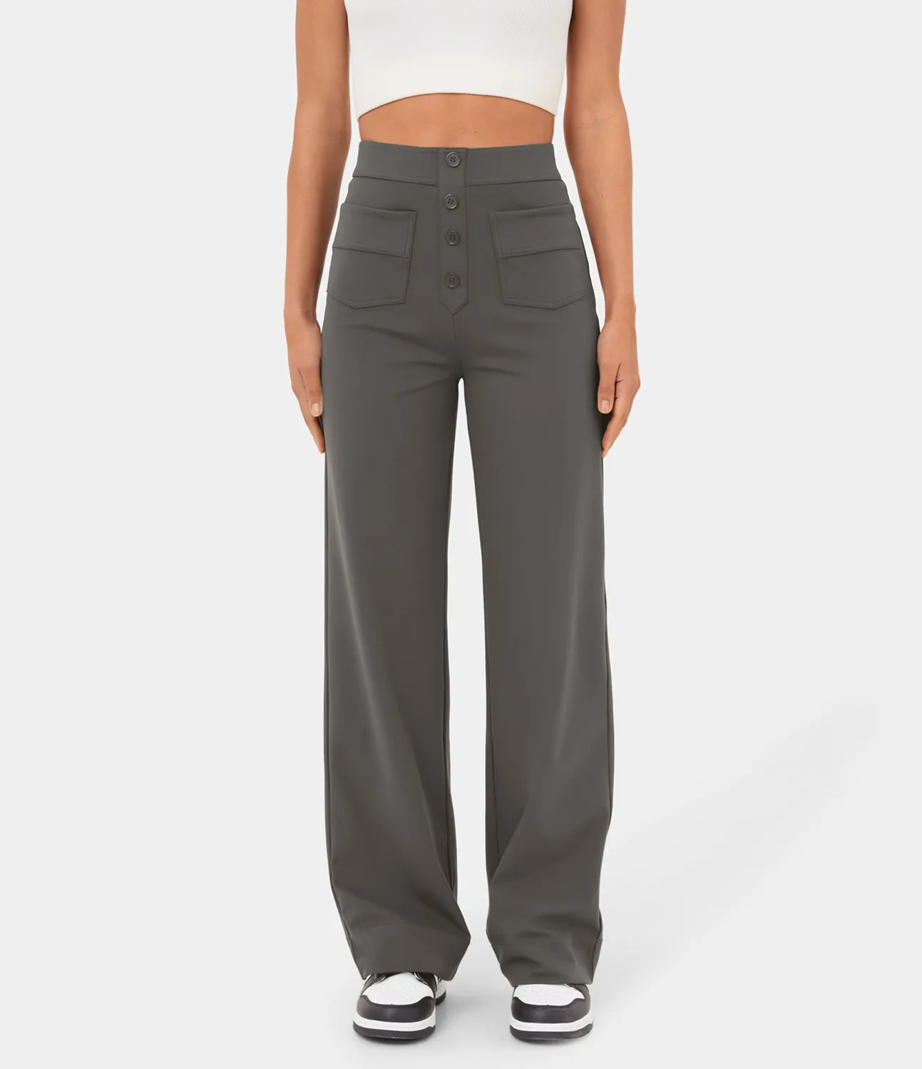 Maison High-Waist Wide-Leg Trousers with Pocket Detailing