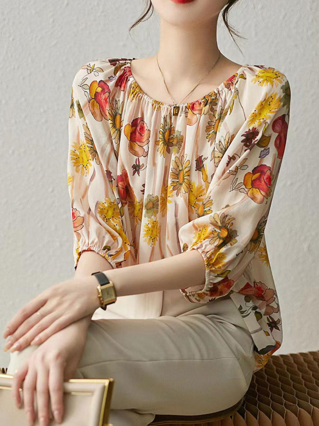Floral Blouse | Puff Sleeves | Aurora Collection