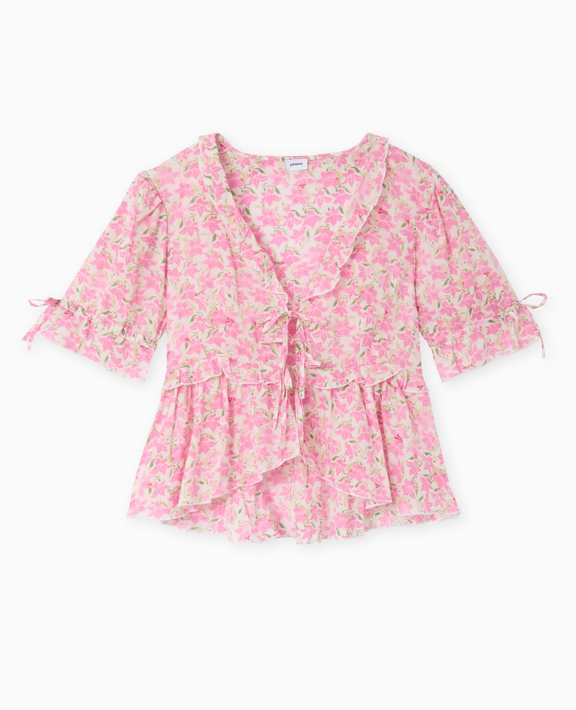 Aurora Floral Blouse | Ruffled V-Neck | Puff Sleeves