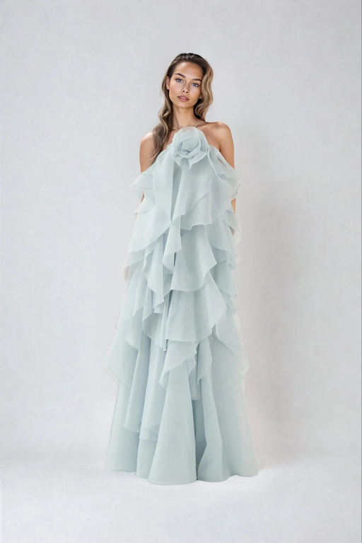 Étoile Livora Ruffled Maxi Dress | Halterneck | Layered Chiffon