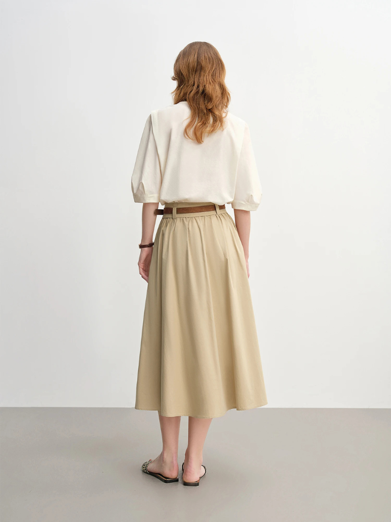 V-Neck Puff Sleeve Blouse | Relaxed Fit | Button Detailing