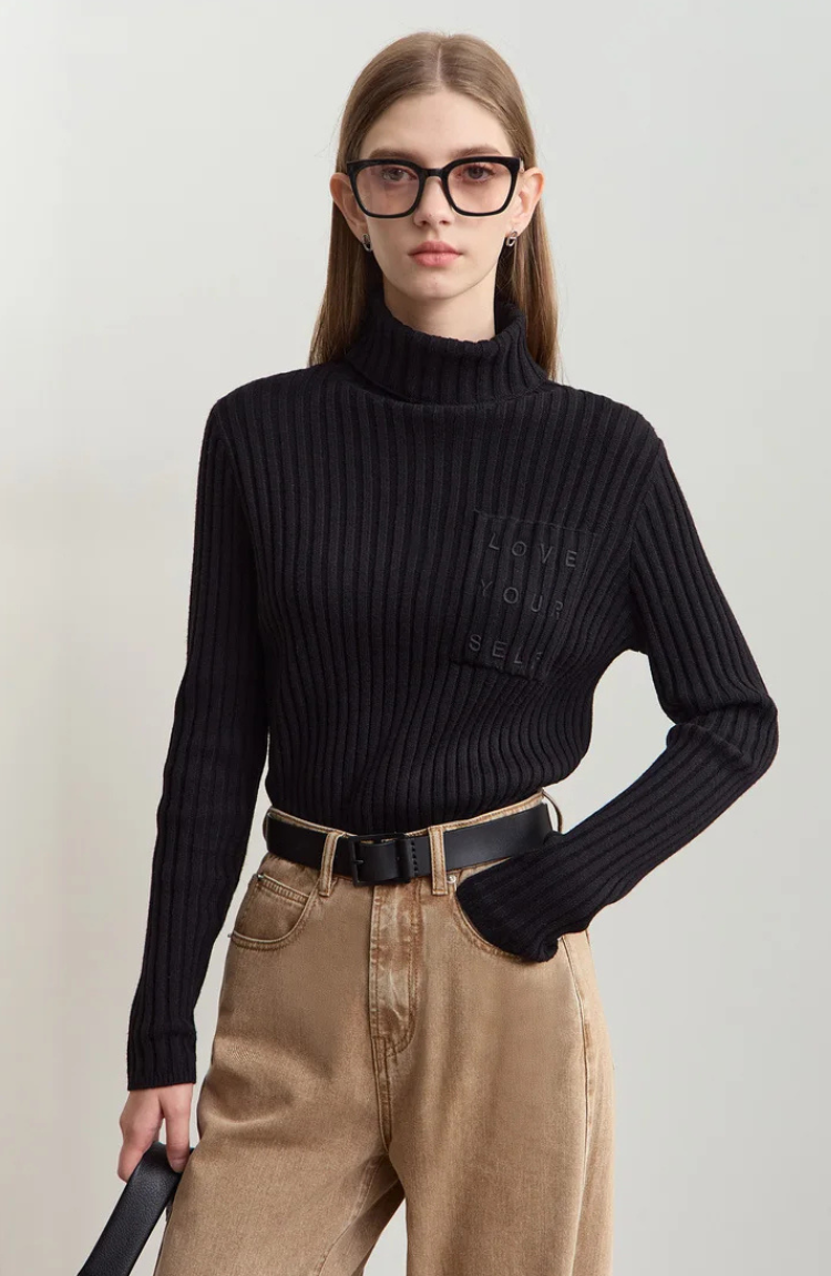 Ribbed Turtleneck Sweater | Soft Cashmere Blend | Fitted Silhouette