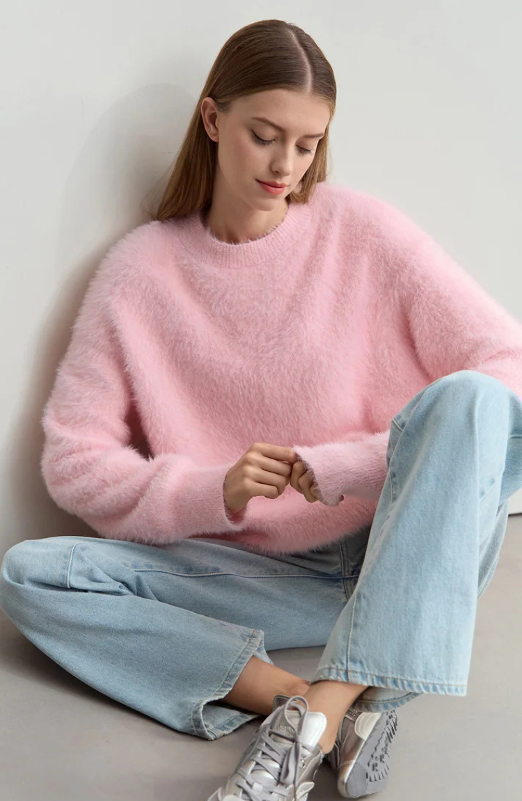 Maison Fuzzy Knit Sweater | Relaxed Fit | Soft Texture