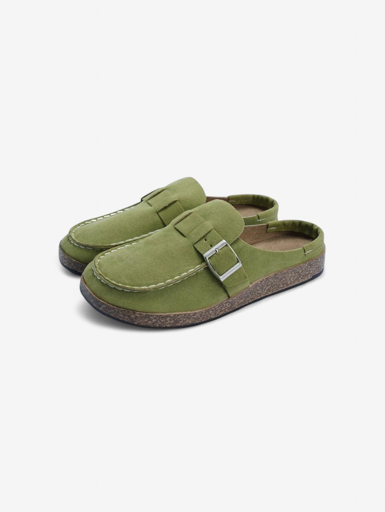 Jada Slip-On Mules | Faux Suede Clogs with Buckle Detail