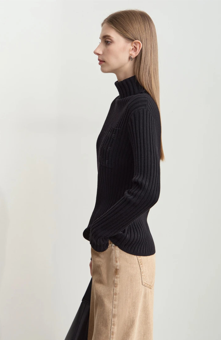 Ribbed Turtleneck Sweater | Soft Cashmere Blend | Fitted Silhouette