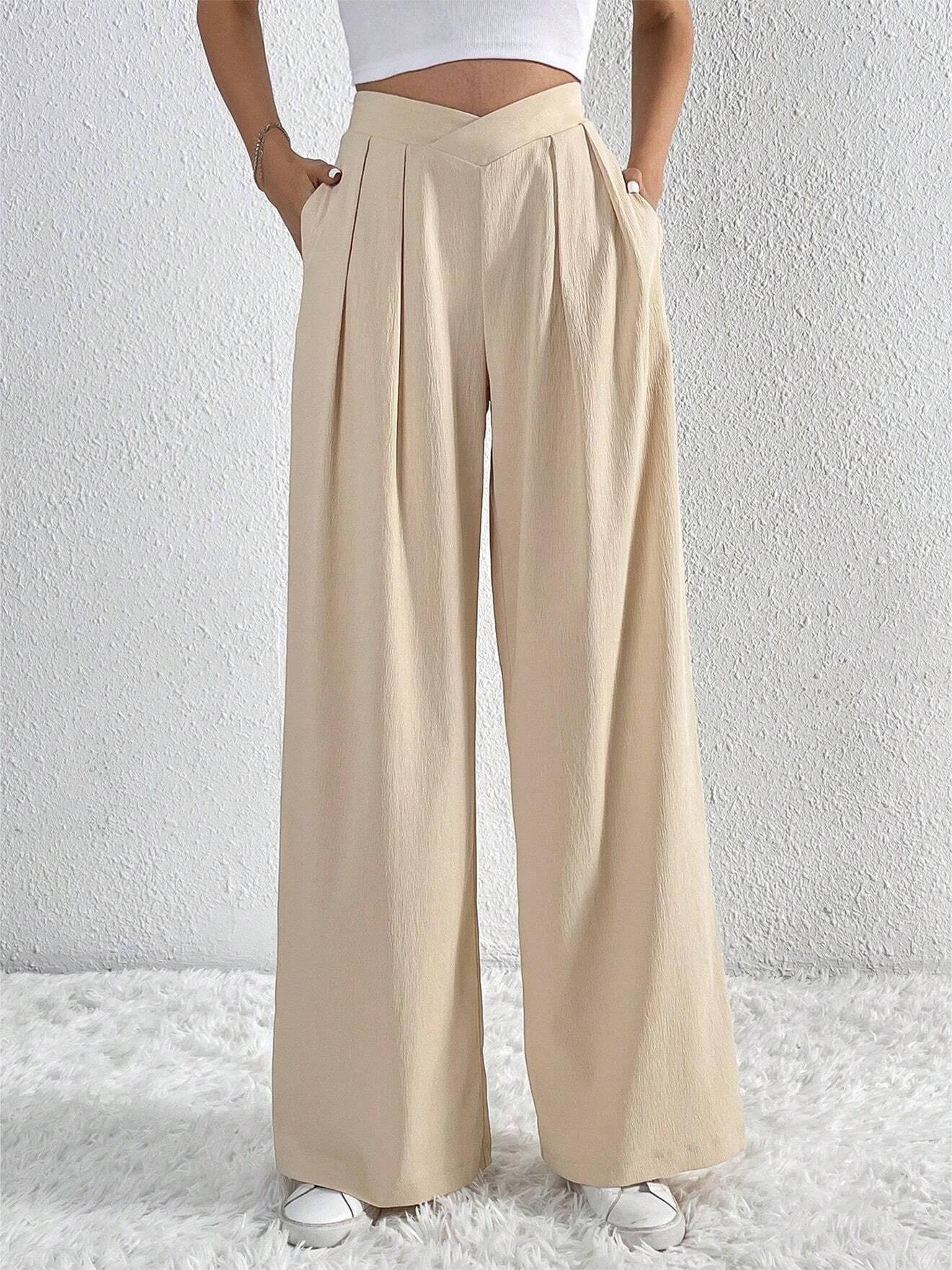 Pleated Wide Leg Trousers | High Waist Minimalist Design