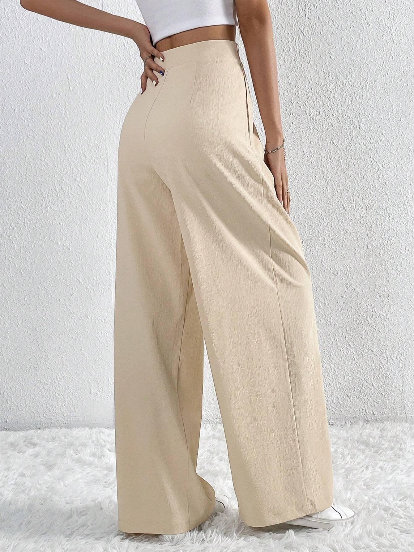 Pleated Wide Leg Trousers | High Waist Minimalist Design