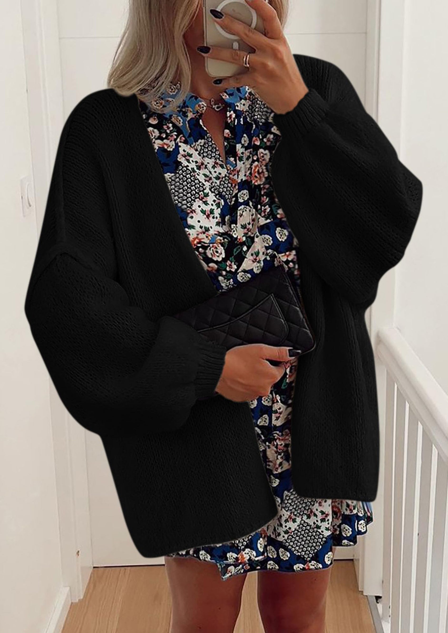 Maple Lumi Womens Oversized Cardigan Sweaters Fall Long Lantern Sleeve Knit Open Front Lightweight Sweater