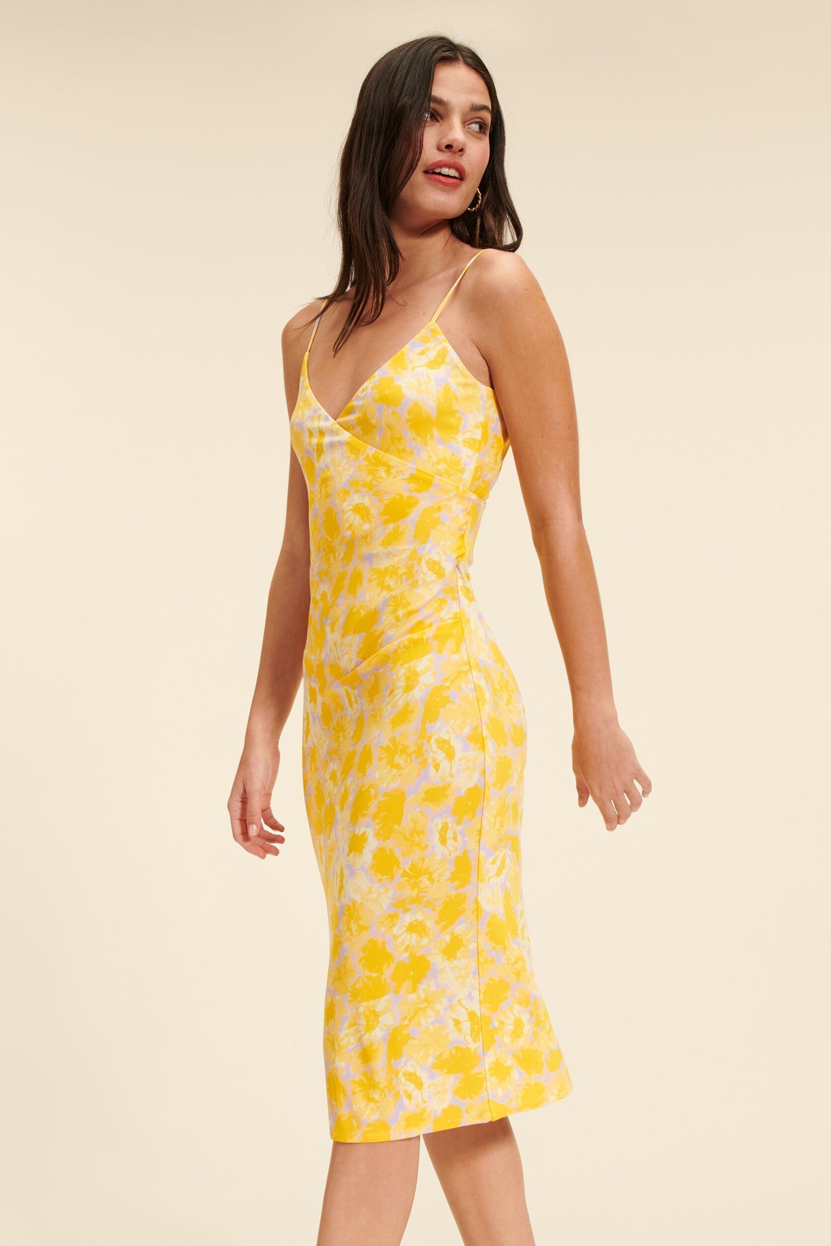 Floral Midi Dress | V-Neck | Lightweight Viscose