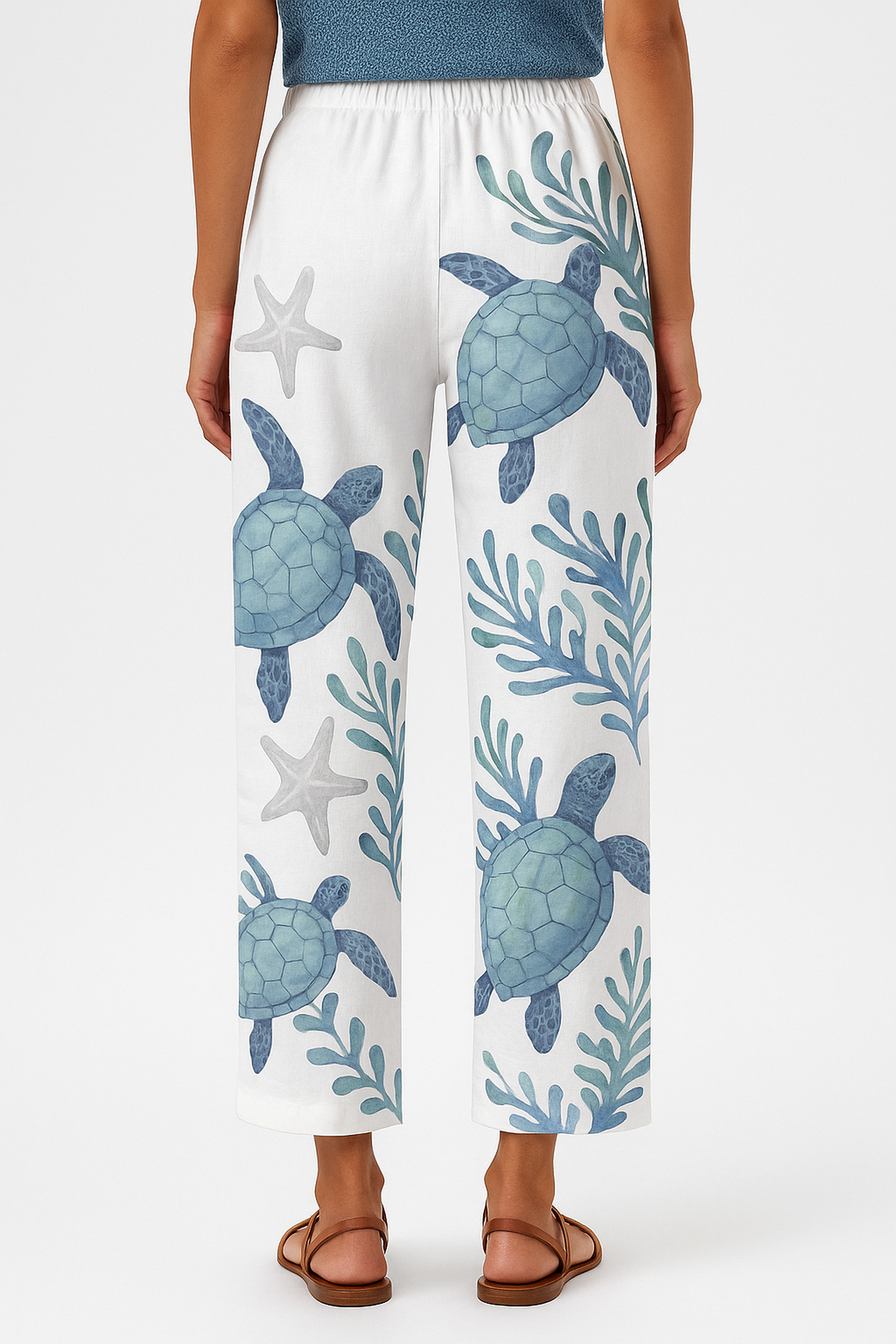 Voyage Printed Wide Leg Beach Trousers | Elastic Waist