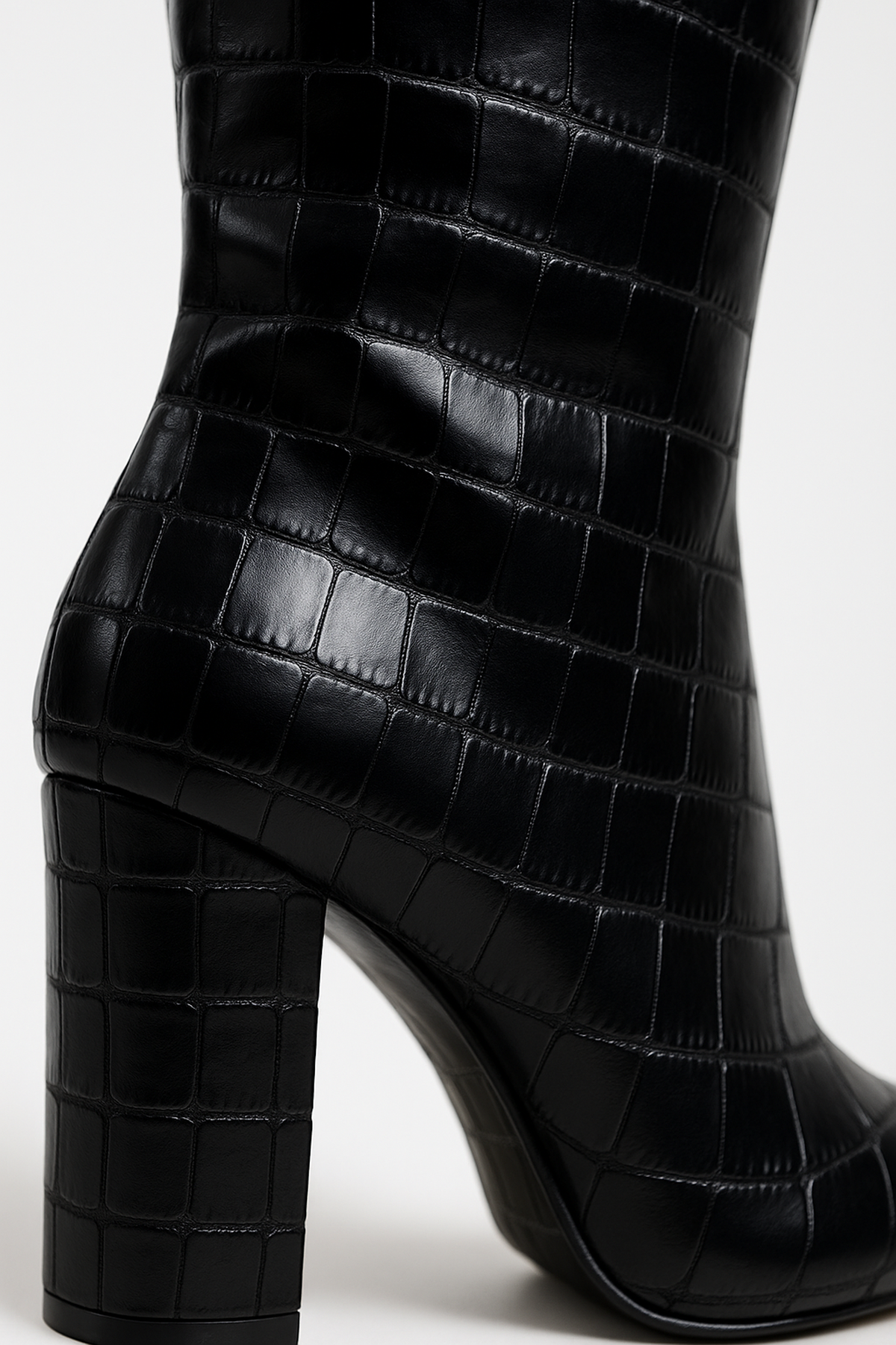 Atelier Croc-Embossed Knee-High Boots | Pointed Toe | Block Heel