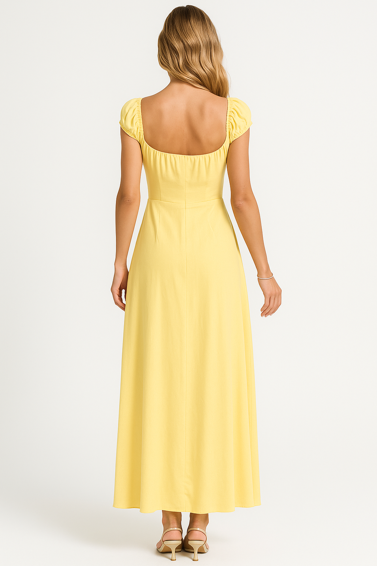 Empire Maxi Dress | Square Neckline with Puff Sleeves