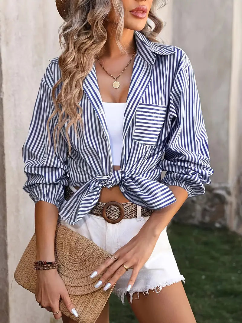 Striped Button-Up Shirt | Relaxed Fit | Cotton Blend