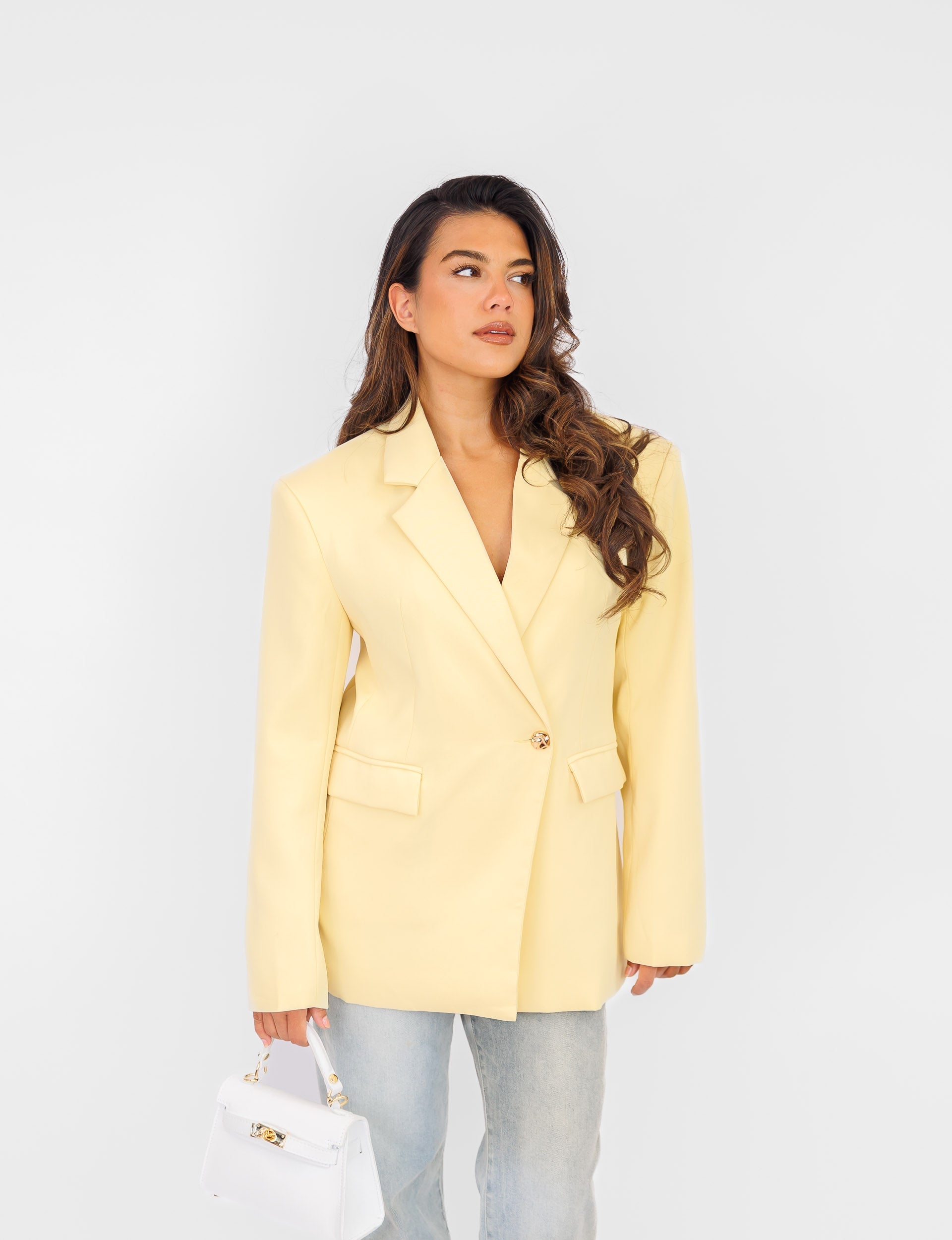 Structured Longline Blazer | Lemon Yellow | Modern Tailoring