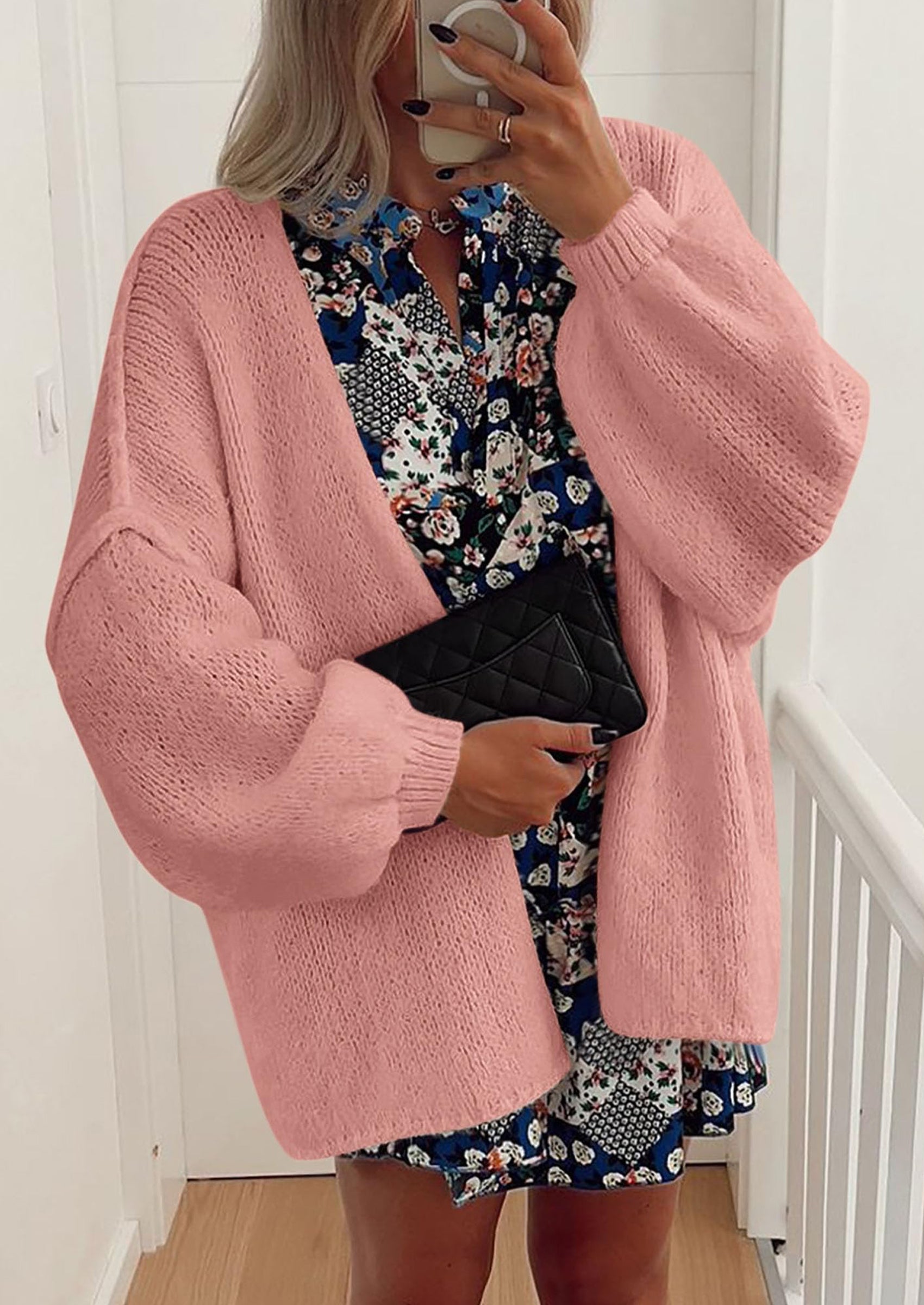 Maple Lumi Womens Oversized Cardigan Sweaters Fall Long Lantern Sleeve Knit Open Front Lightweight Sweater