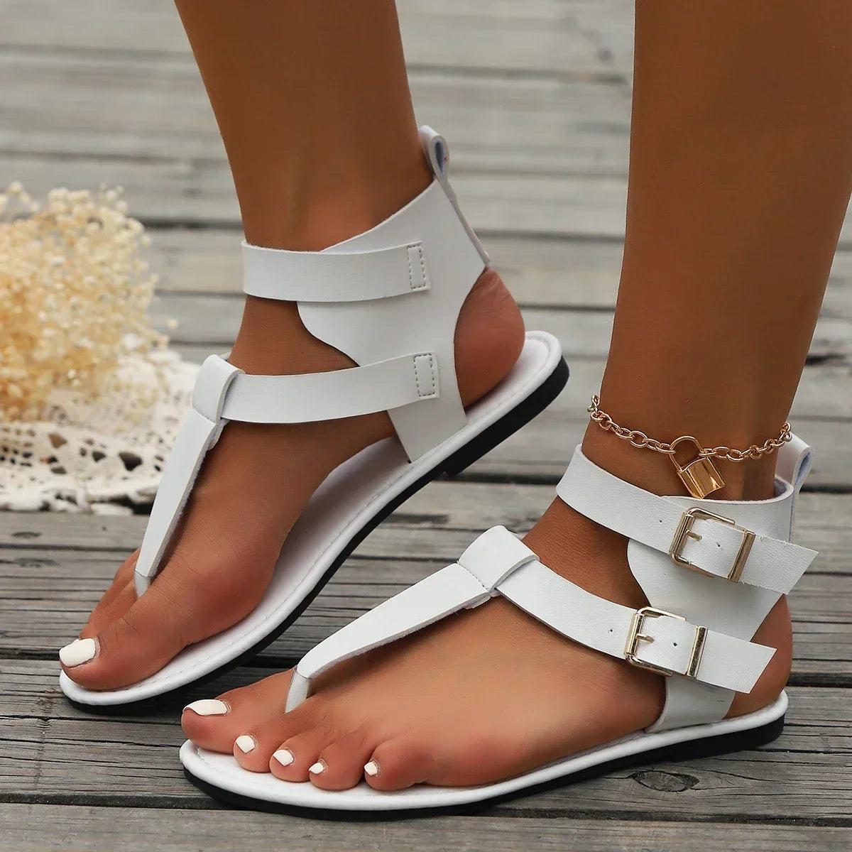 Avelyn Leather Sandals | Wrap Strap Design with Cushioned Sole