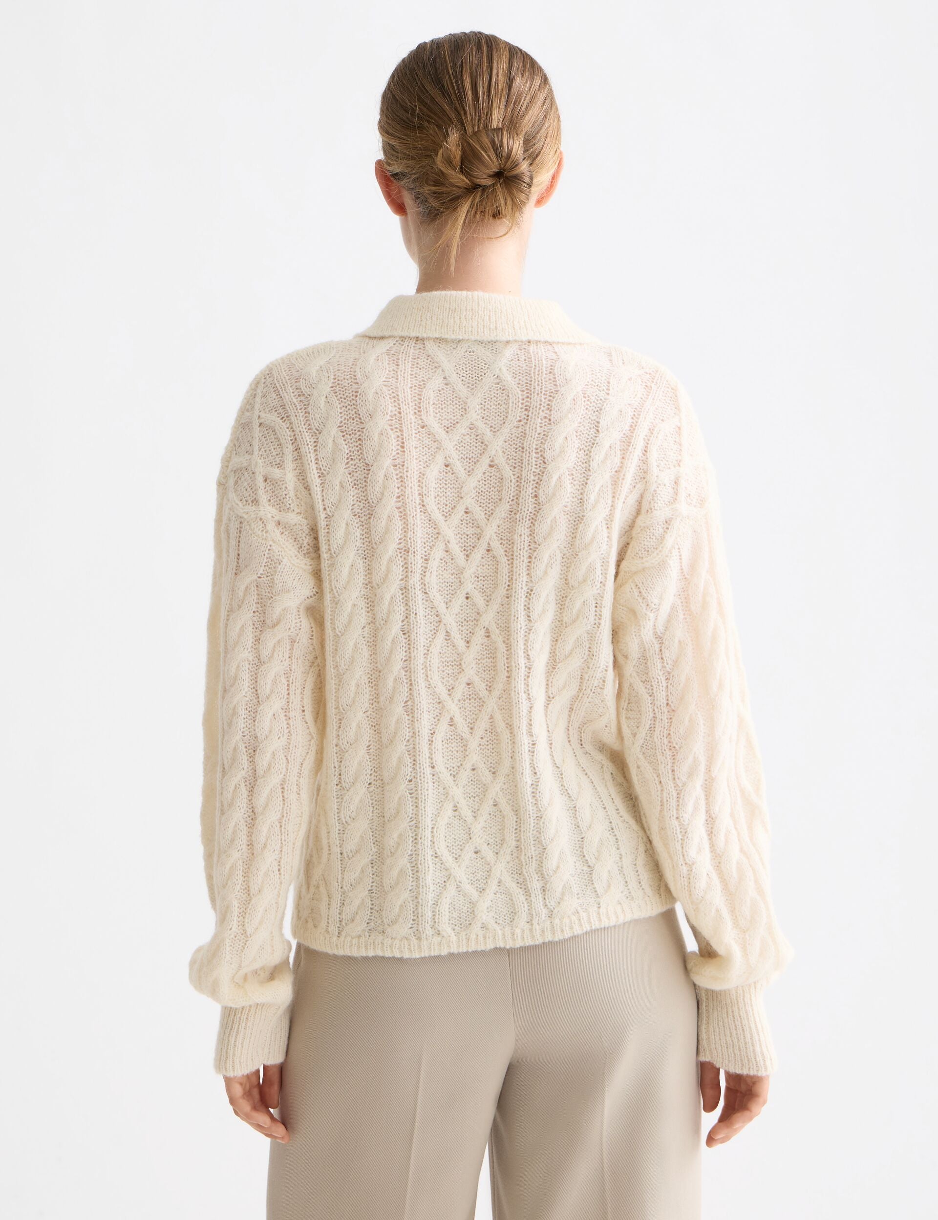 Atelier Cable Knit Sweater | Mohair Wool Blend | Polo Collar