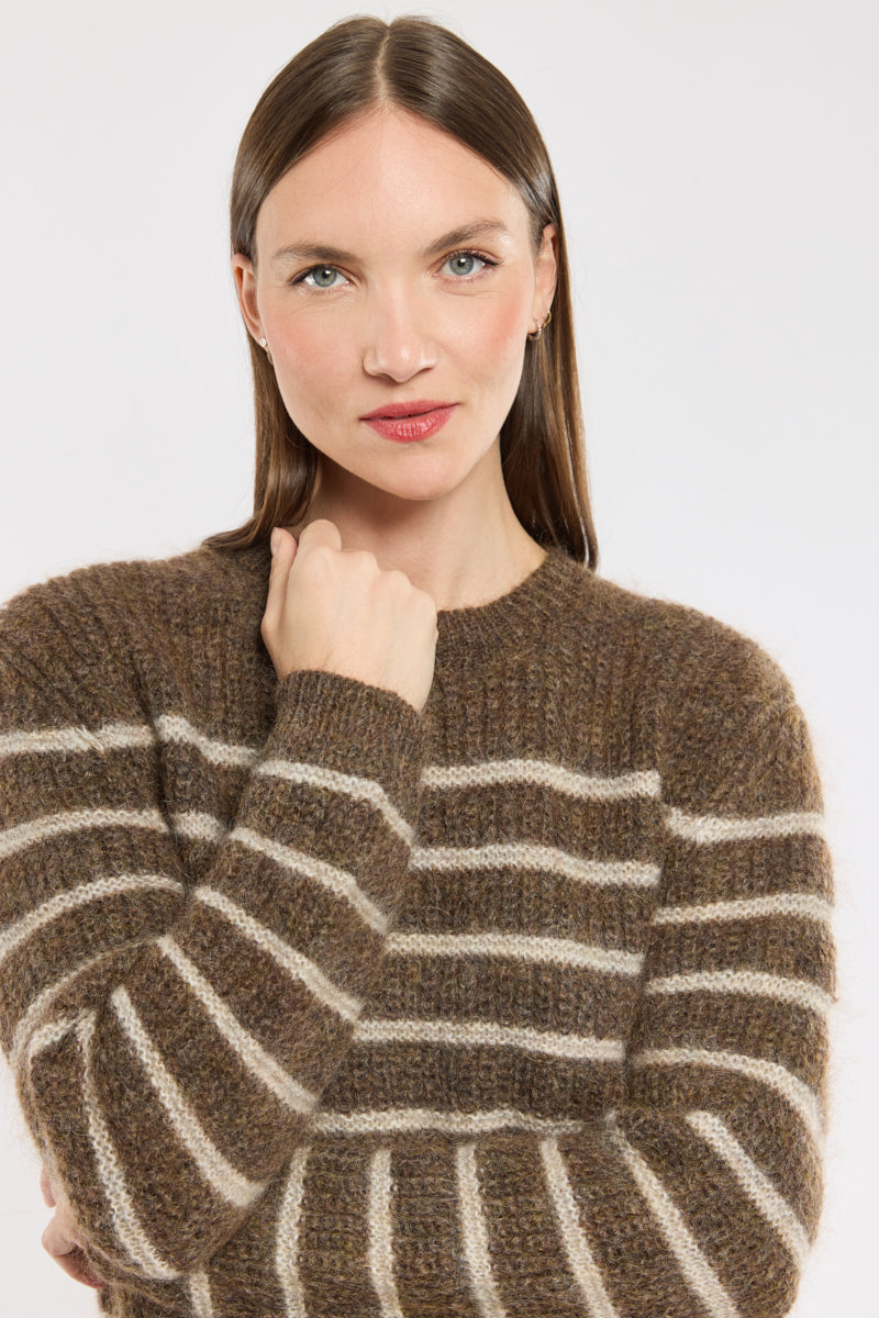Striped Cashmere Sweater | Crew Neck Knit | Relaxed Fit Winter Piece