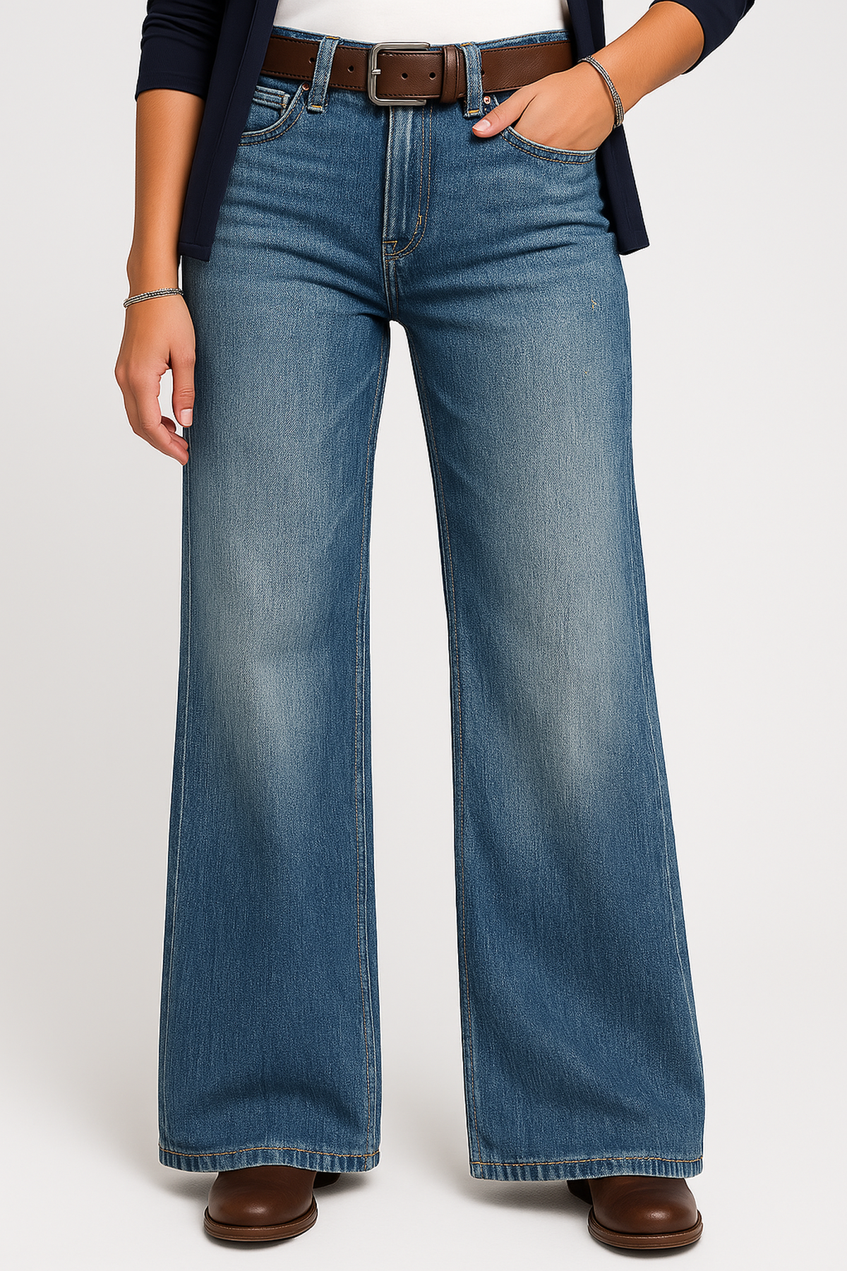 High Waist Wide Leg Denim Jeans | Regular Fit