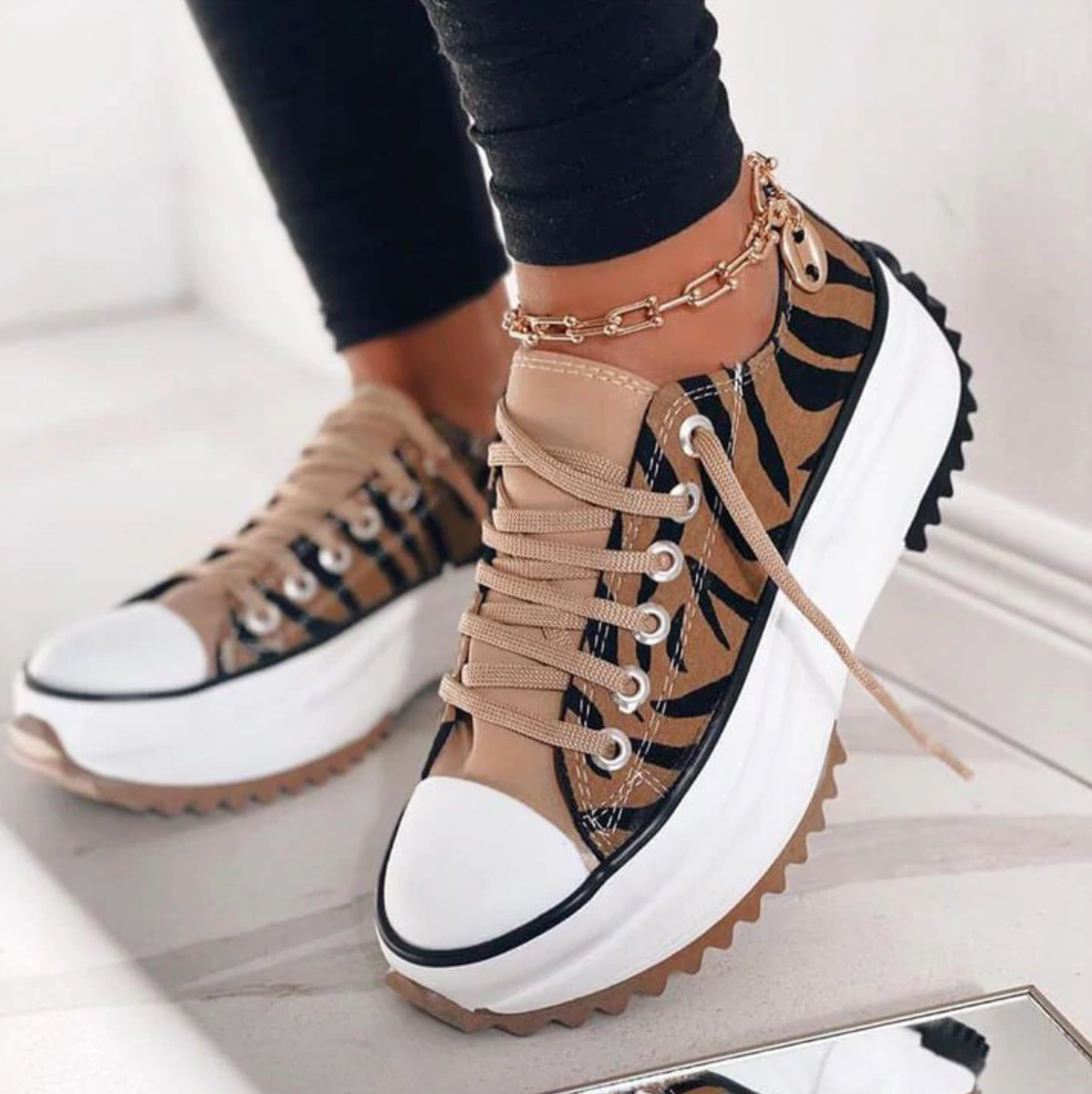 Canvas Platform Sneakers | Chunky Sole | Lace-Up