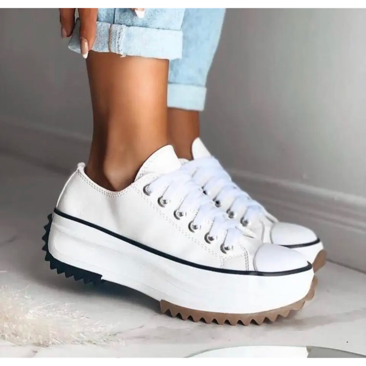 Canvas Platform Sneakers | Chunky Sole | Lace-Up