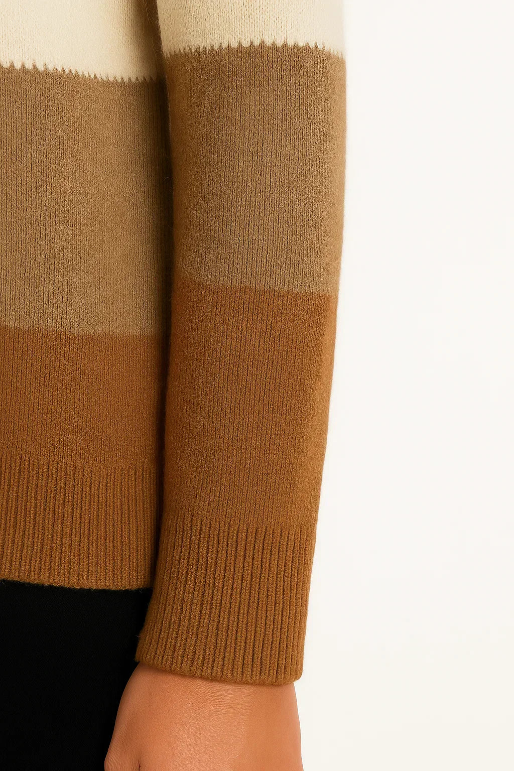 Wool-Blend Striped Sweater | Mock Neck | Relaxed Fit