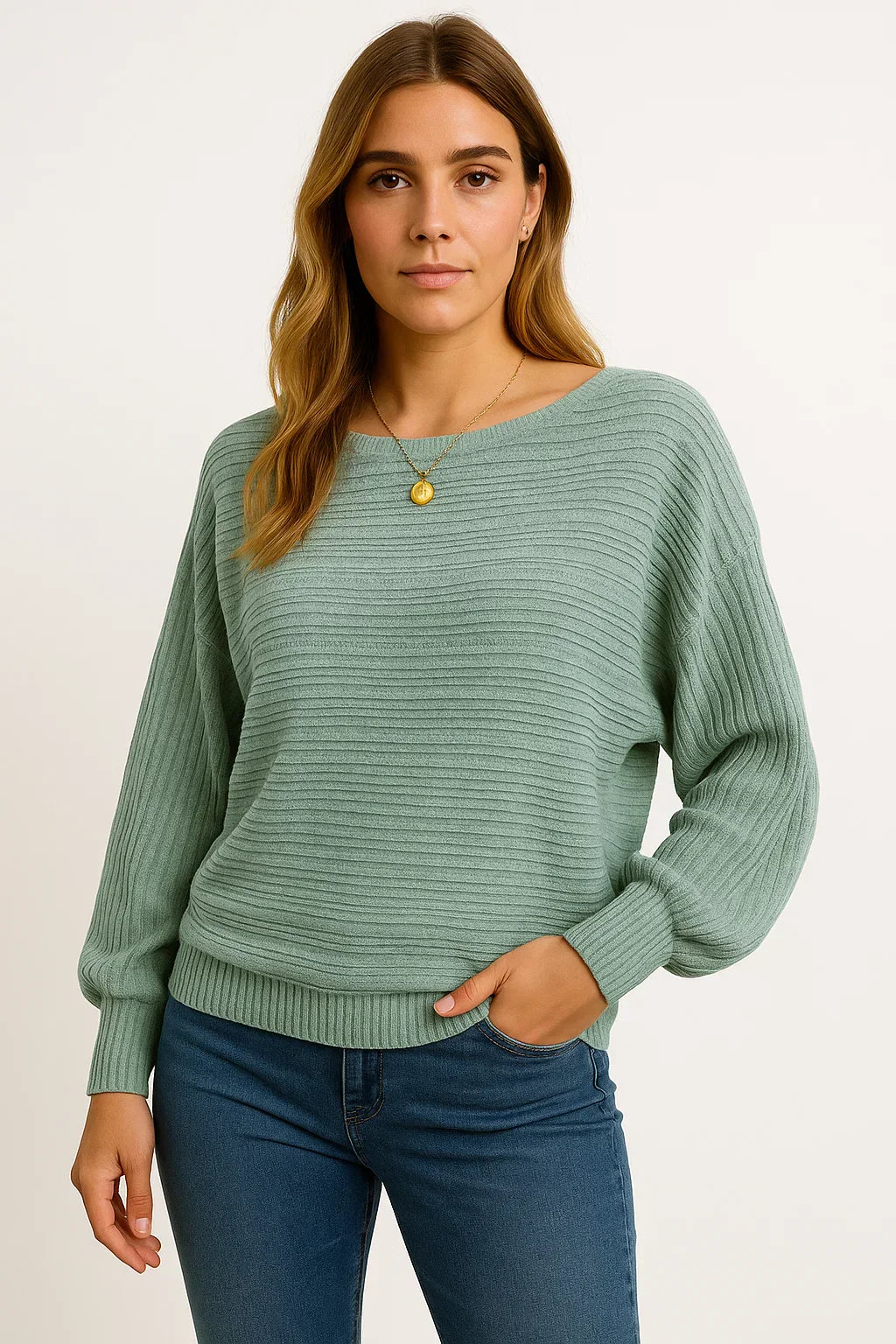 Women’s Textured Knit Sweater | Relaxed Batwing Fit | Soft Cotton Blend