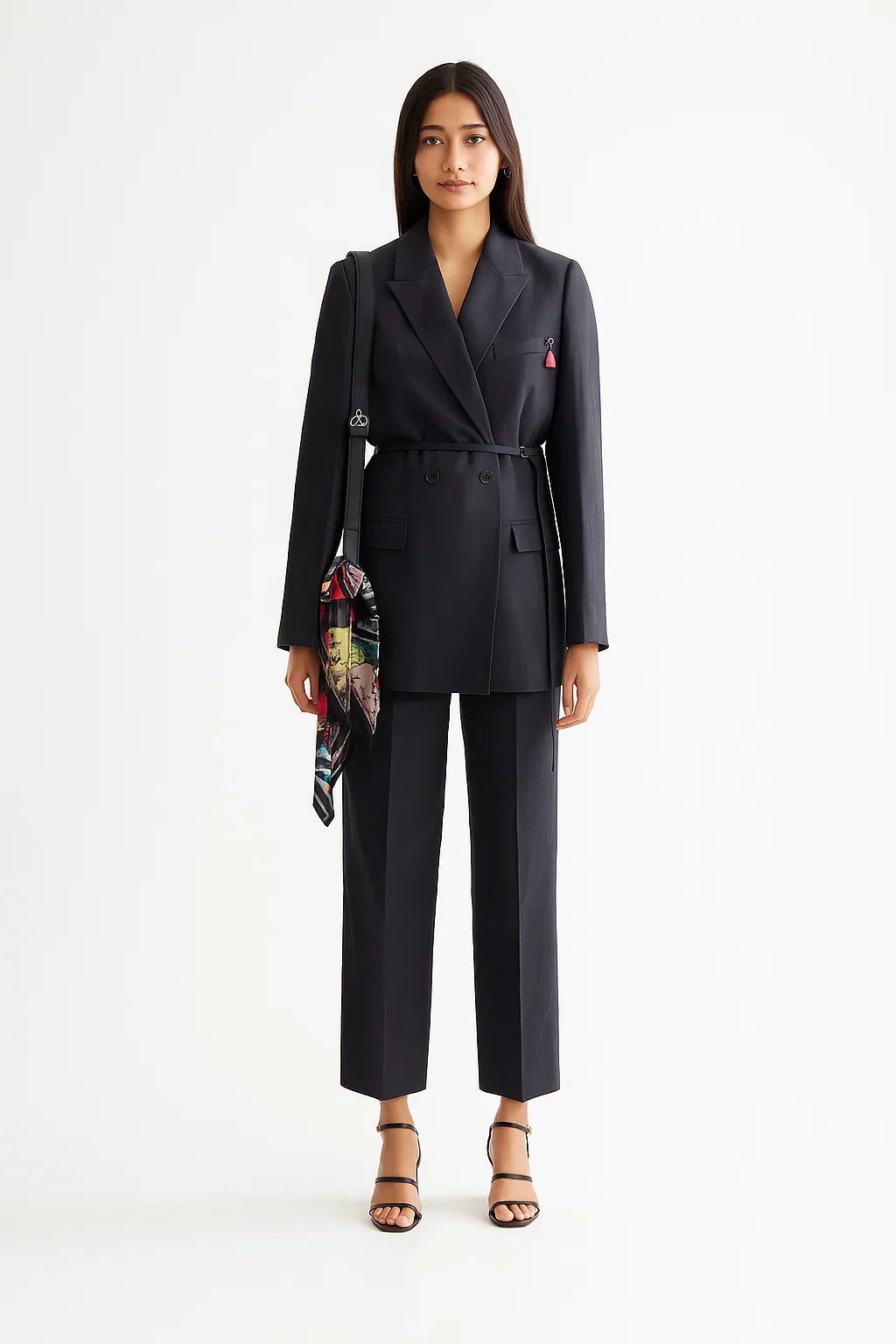 Double Breasted Longline Blazer | Twill Weave | Structured Fit