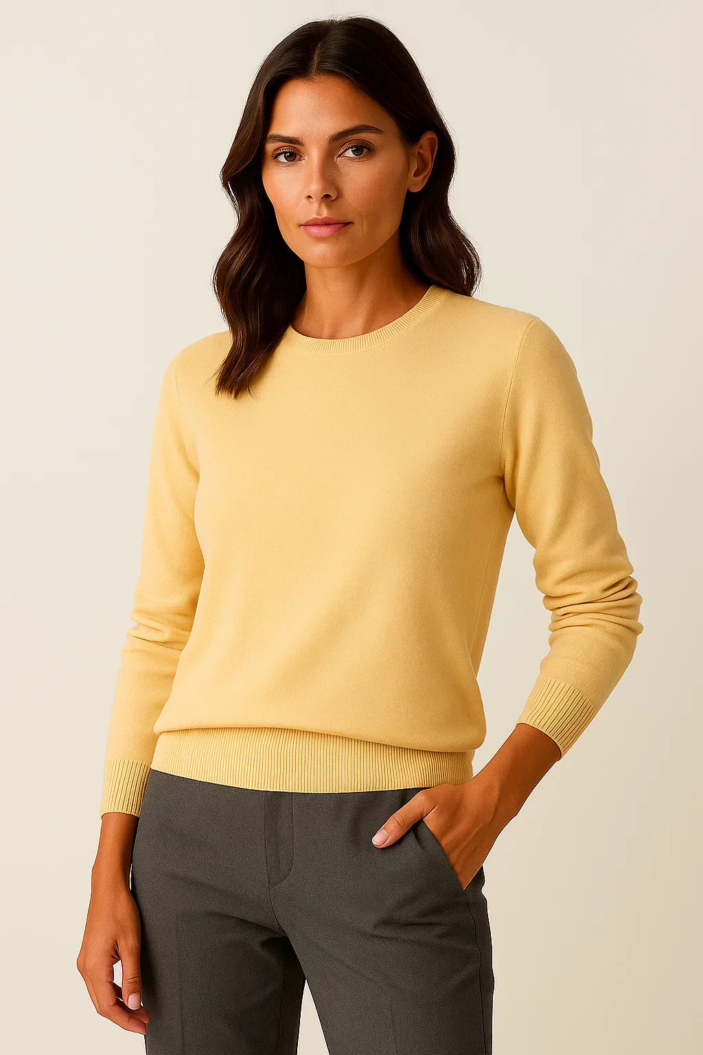 Women's O-Neck Sweater | Wool Blend Knit | Regular Fit