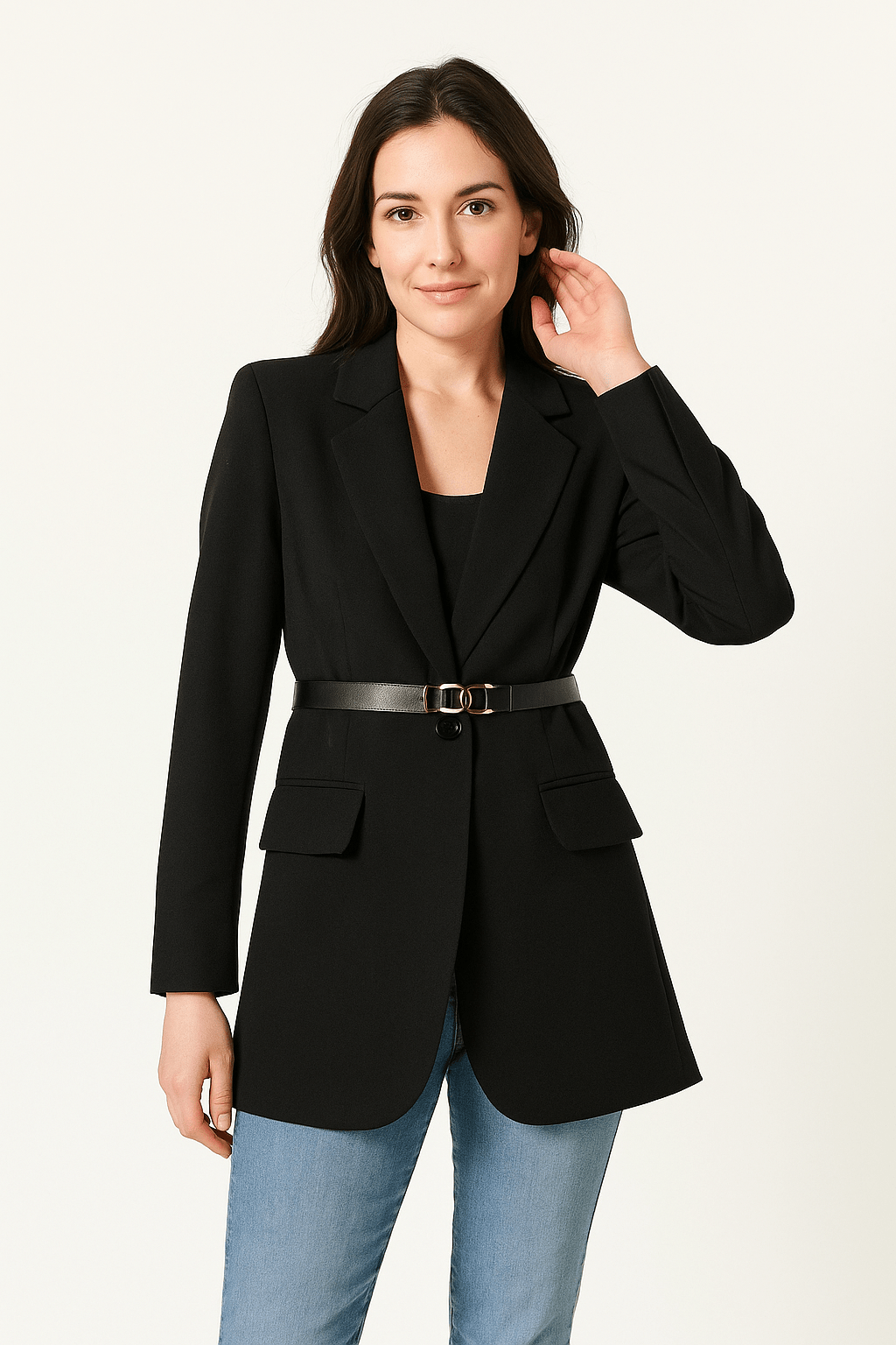 Belted Blazer | Structured Slim Fit | Notched Lapel