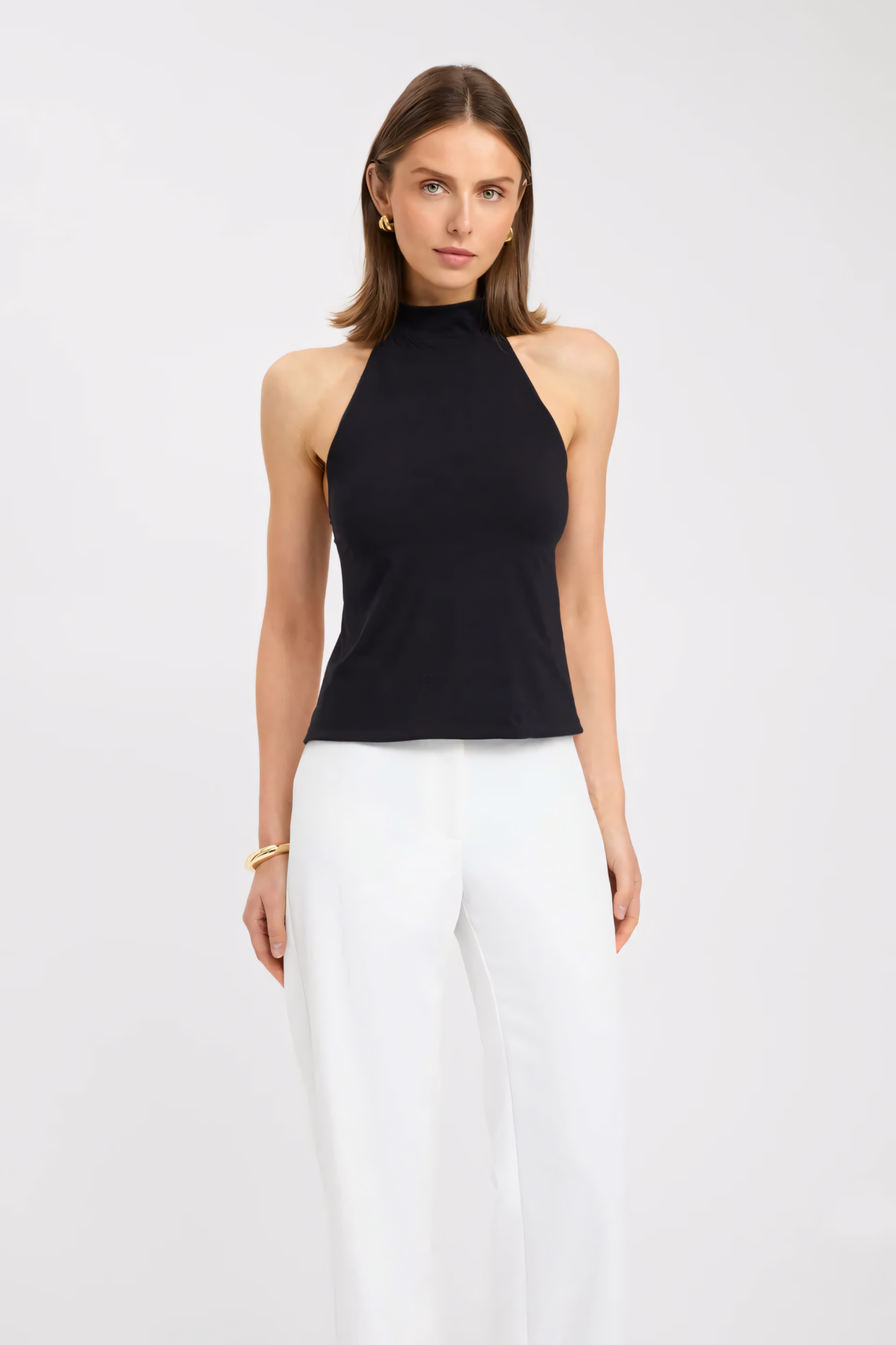Voyage Sculpted Halter Tank Top in Stretch Knit | Summer
