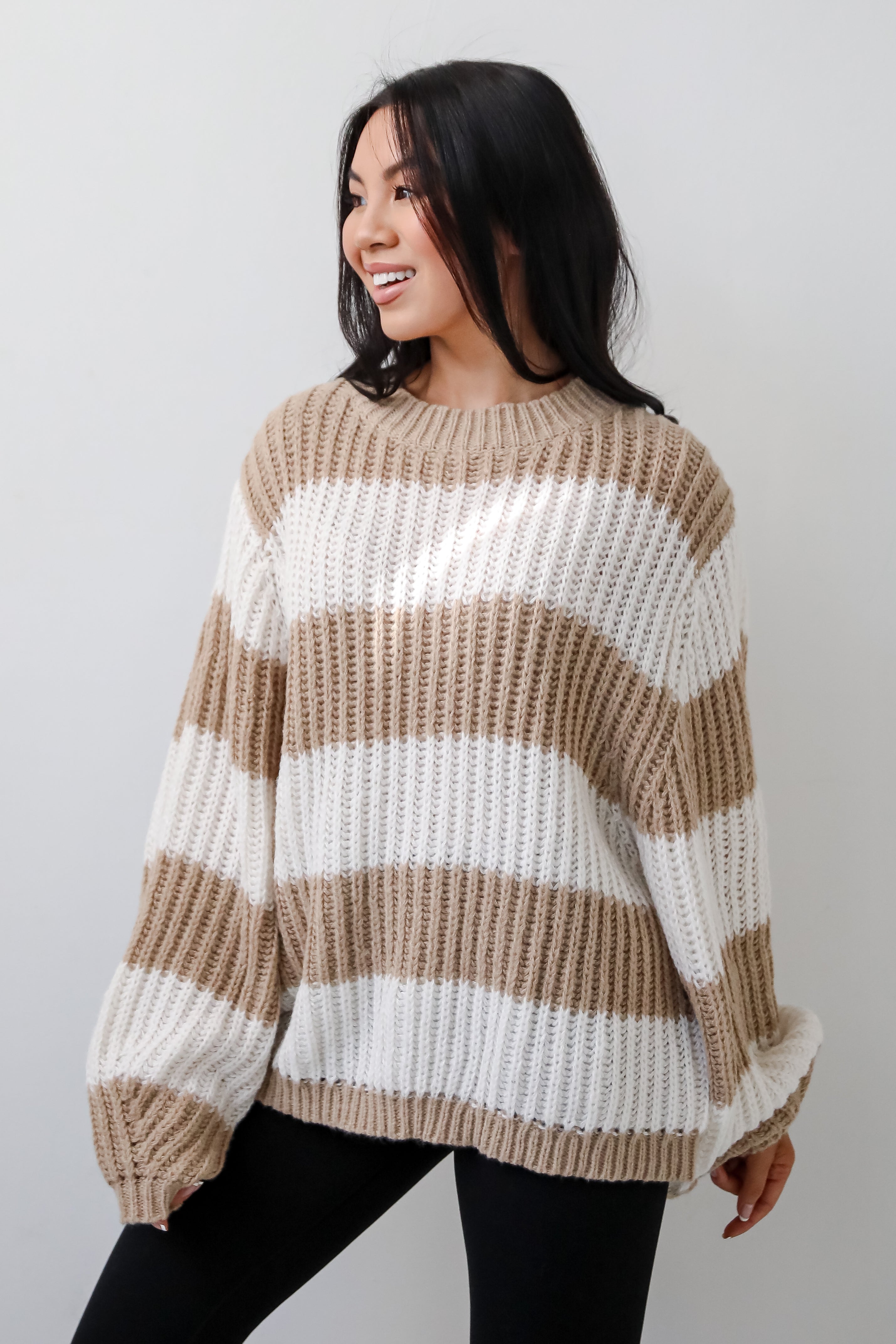 Striped Oversized Sweater | Rib Knit | Relaxed Fit