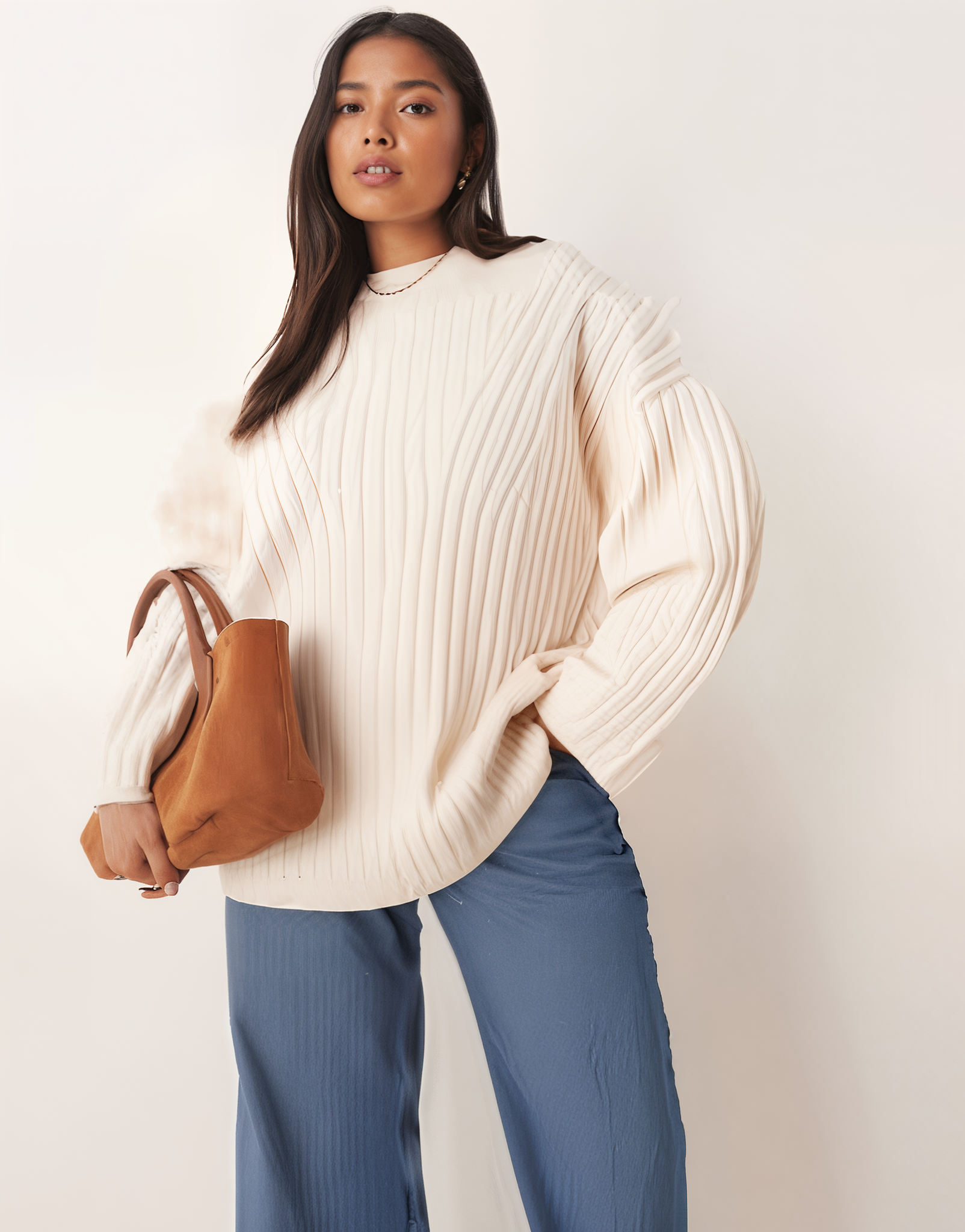 Maison Ribbed Knit Sweater | Cream | Relaxed Silhouette