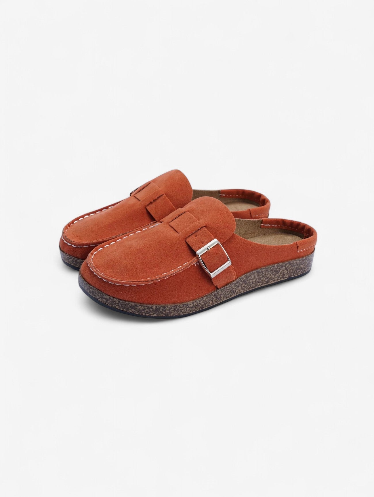 Jada Slip-On Mules | Faux Suede Clogs with Buckle Detail