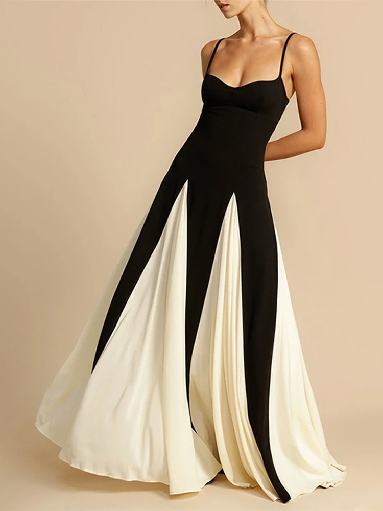 Étoile Angélique Maxi Dress | Two-Tone Fit and Flare, Spaghetti Straps