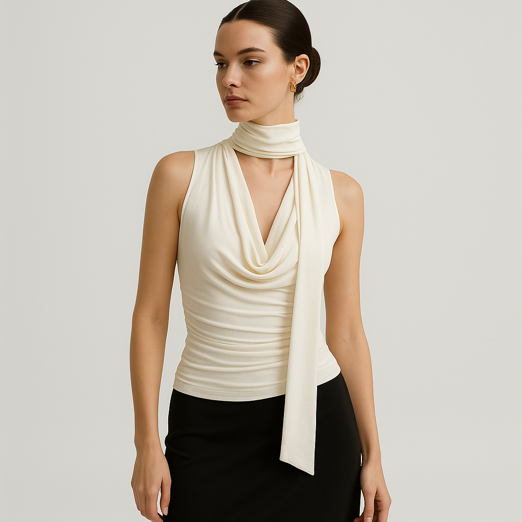 Étoile Draped Halter Top | Scarf Neck Detail