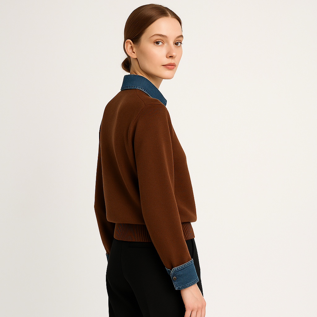 Denim Contrast Knit | Cotton Blend | Effortless Modern Streetwear